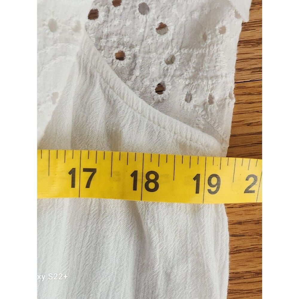 Maurices White Eyelet Lace Butterfly Sleeve Peplum Top Lrg Boho V-Neck Side Ties - Picture 13 of 14